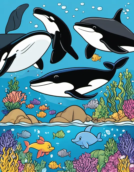 Colorful Underwater Whale Friends to Shade!