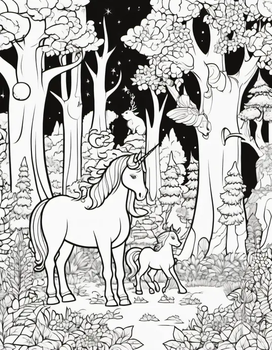 Enchanted Forest Creature Coloring Scene