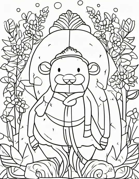 Sunny Day Beach Coloring Page