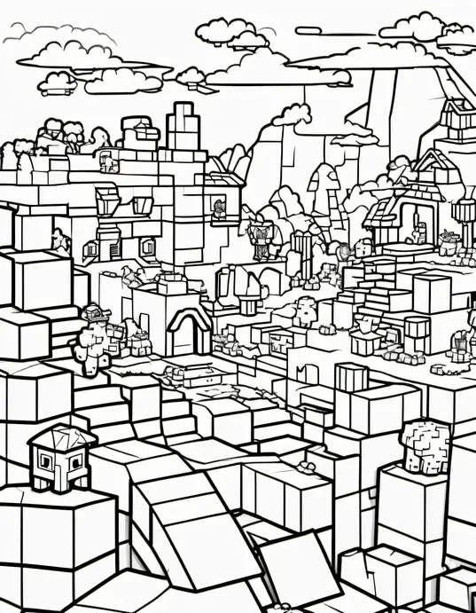 Minecraft Adventure Coloring: Creeper's Underground Village