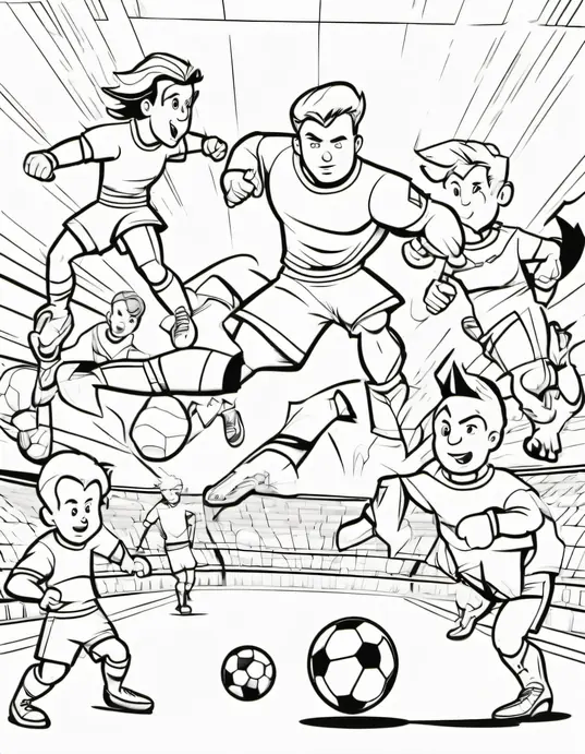 Colour Super Hero Soccer Match Scene for Kids
