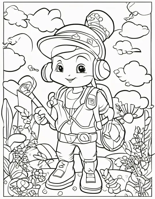 Autumn Leaves Forest Coloring Scene for Kids