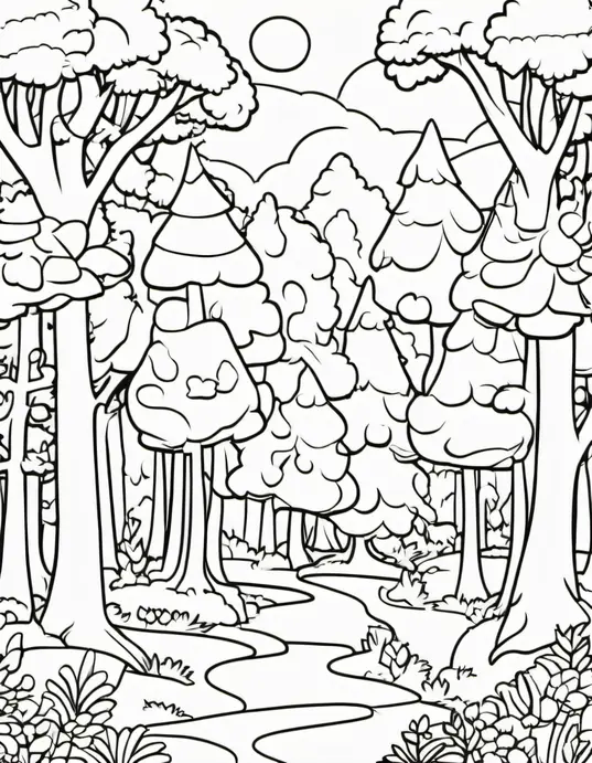 Enchanted Forest Coloring Page for Kids