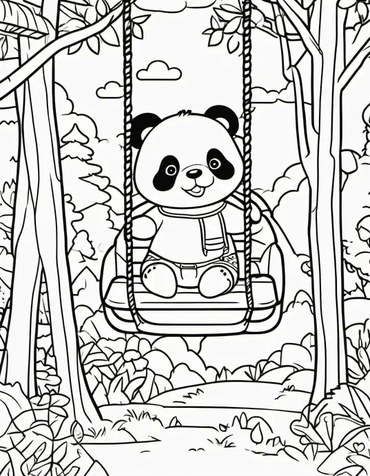 Colorful Panda Forest Playground Scene for Toddlers