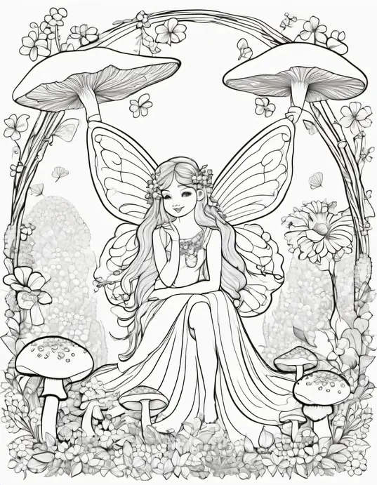 Enchanting Forest Fairy Coloring Scene