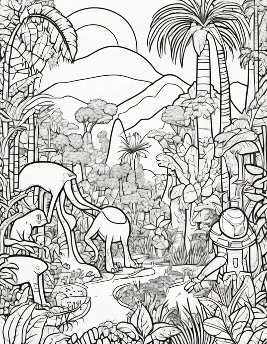 Extraterrestrial Jungle Coloring Adventure