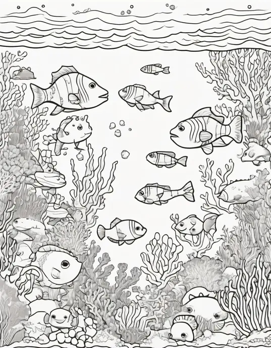 Colorful Underwater Cute Monster Reef