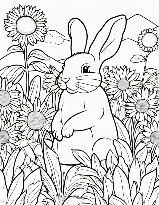 Colorful Carrot Garden Bunny Scene