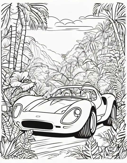 Coloring Jungle Race Cars Adventure