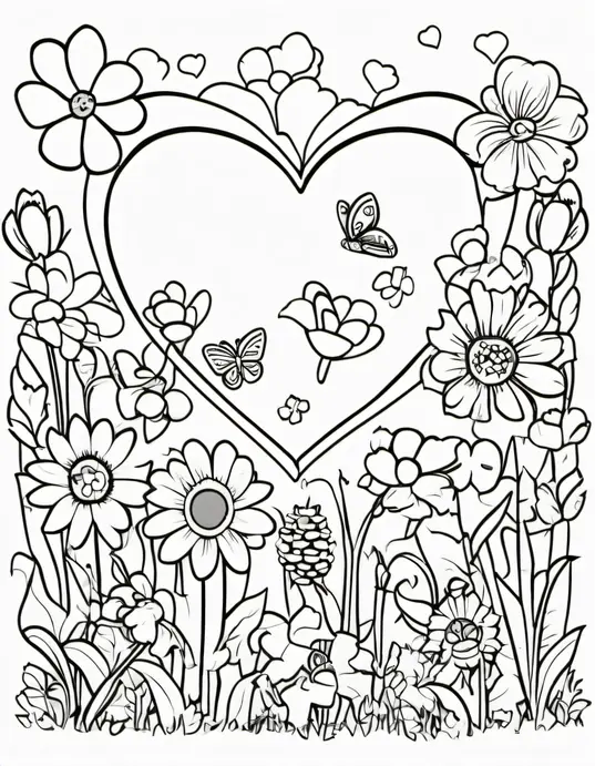Color Heart-Shaped Flowers Garden for Kids