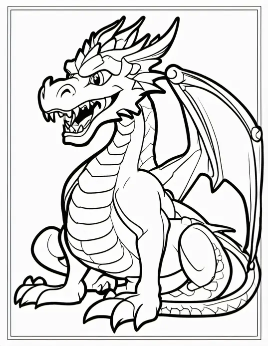 Anime Style Dragon Coloring Page for Kids