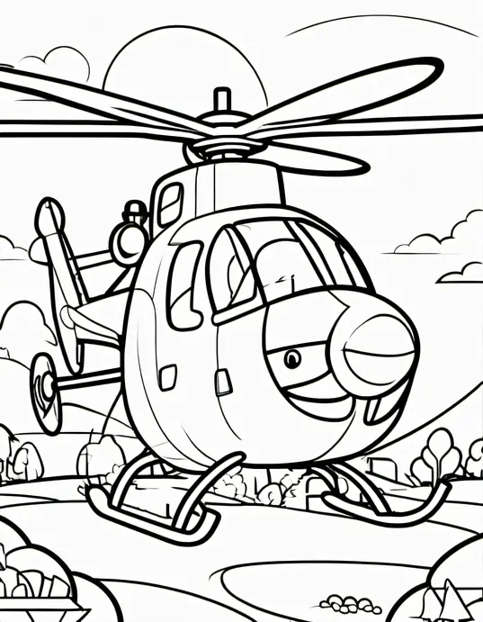 Colorful Helicopter Playground Scene for Kids