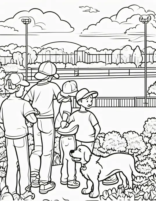 Color & Play: Sunny Baseball Game in a Vibrant Park