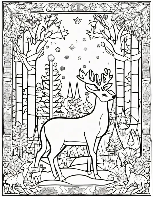 Snowflake Forest Coloring Page for Kids