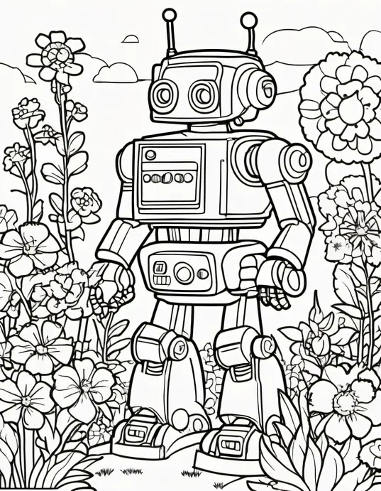 Colorful Alien Robot Garden Adventure