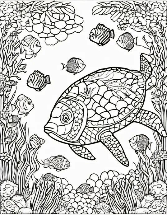 Colourful Underwater Mandala Marine Life for Kids
