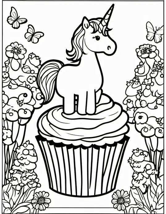 Colorful Unicorn Cupcake Garden