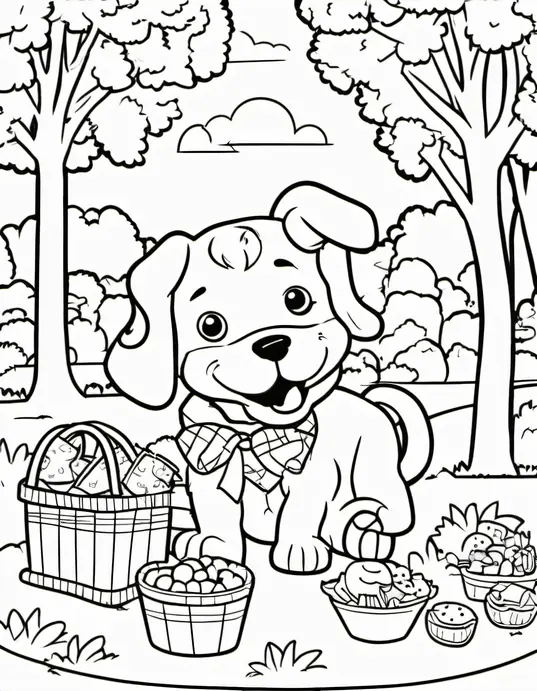 Color and Play: Happy Puppy Picnic in the Park