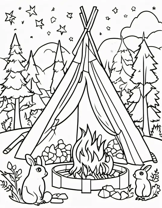 Color Campfire Tales: Woodland Creatures Glow-in-the-Dark Scene