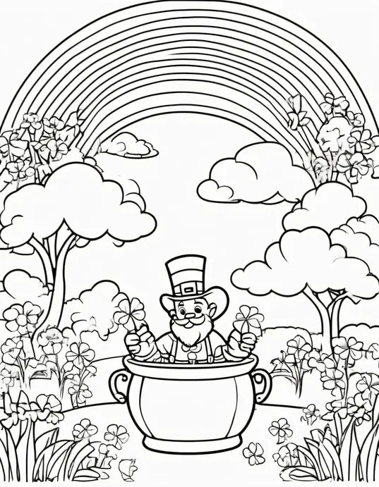 Lucky Leprechaun Forest Coloring Page