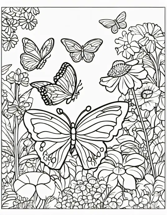 Butterfly Garden Coloring Patterns for Kids