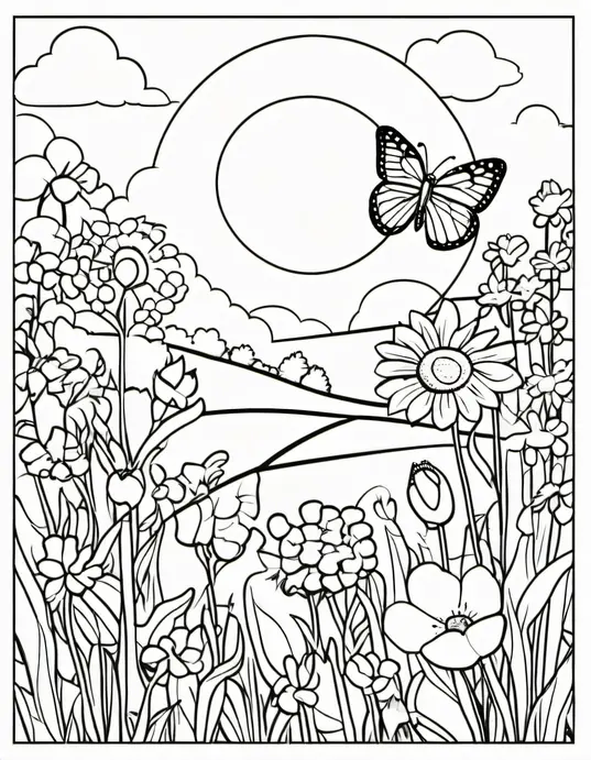 Sunny Butterfly Coloring Page