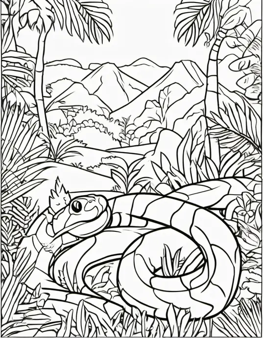 Colorful Jungle Snake Adventure Scene