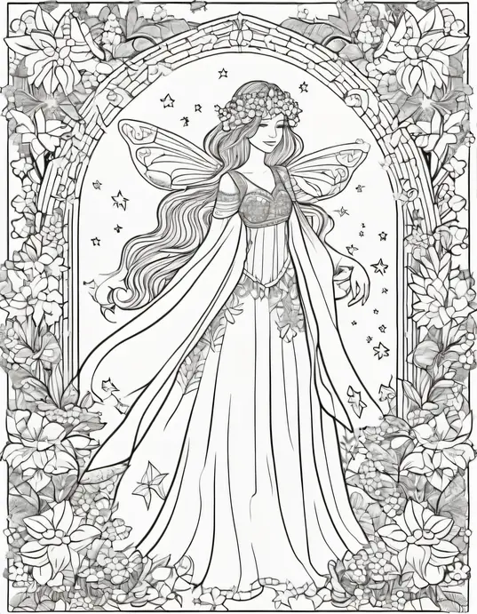 Enchanting Forest Fairy Coloring Page