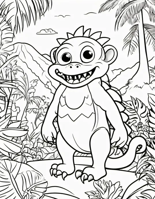 Cute Monster Jungle Coloring Adventure