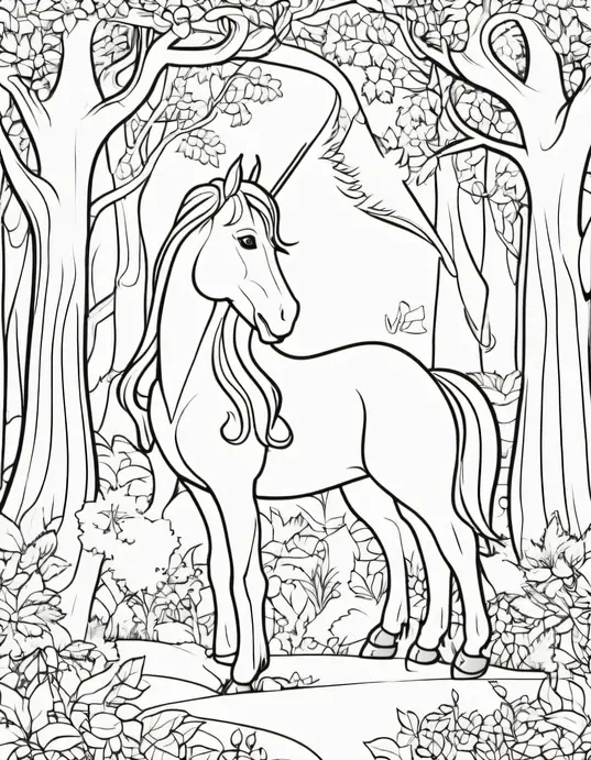 Enchanted Forest Coloring Scene for Kids