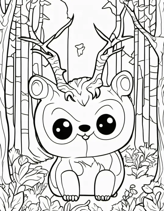Spooky Forest Creature Coloring Page