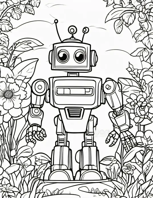 Colorful Space Robot Garden Adventure
