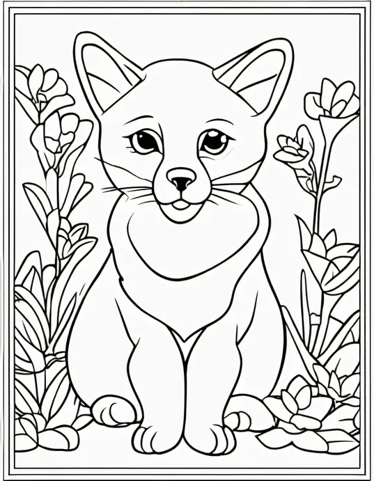 Cuddly Kitten Coloring Page: Playful Paw Prints