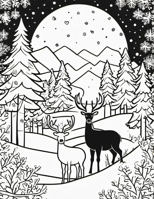 Whimsical Winter Heart Coloring Scene