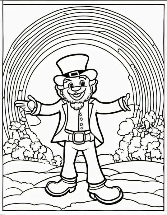 Lucky Leprechaun Rainbow Coloring Page