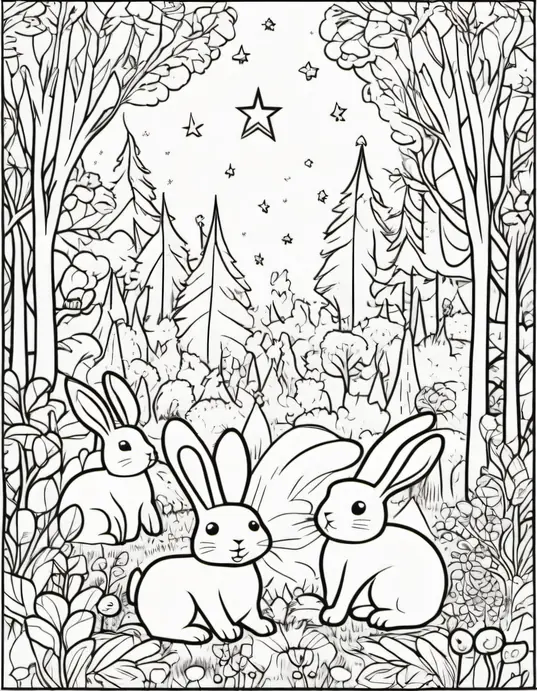 Colorful Bunny Forest Scene for Kids to Explore