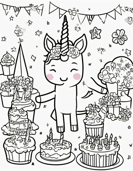 Color and Celebrate: Unicorn Birthday Party Scene