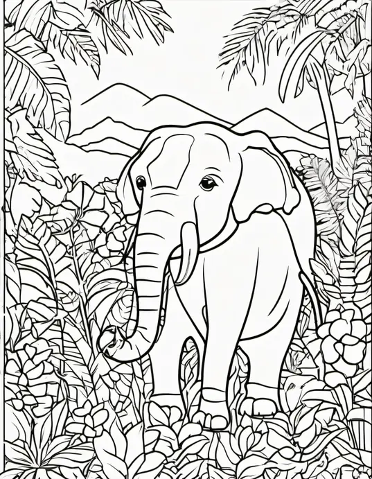 Colorful Jungle Animal Safari Scene