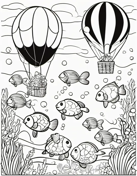 Colorful Underwater Balloon Party Scene for Kids