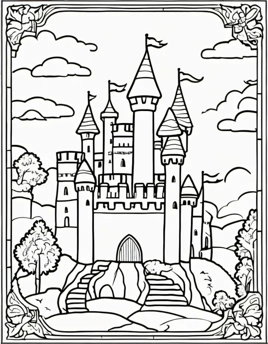 Knightly Castle Coloring Adventure Scene