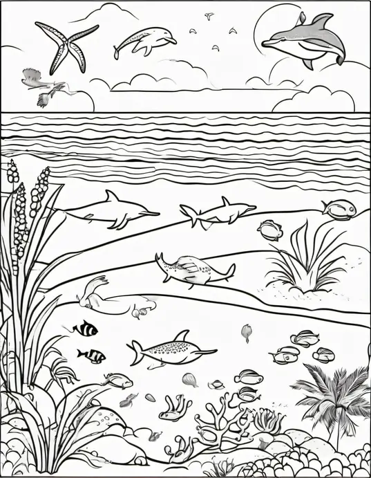 Sea Creatures Coloring Beach Adventure