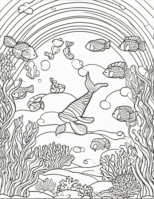 Color Mermaids Underwater Rainbow Coral Reef