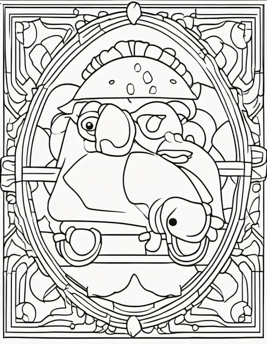 Pirate Treasure Island Boat Coloring Scene