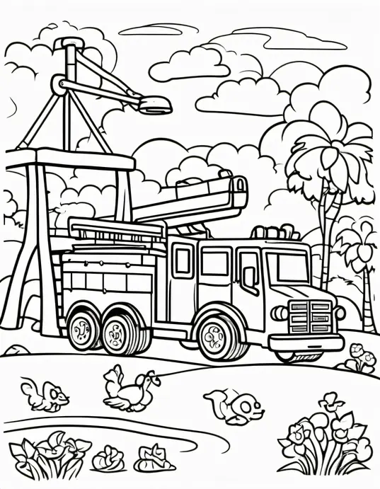 Color and Explore: Fire Truck Playground Adventure