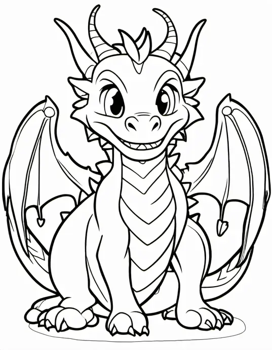 Anime-Style Dragon Coloring Page for Kids