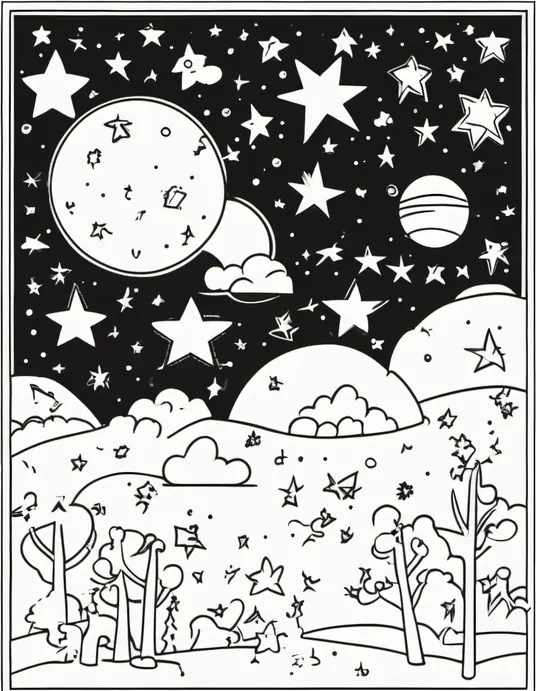Color the Night Sky: Shimmering Star Constellations