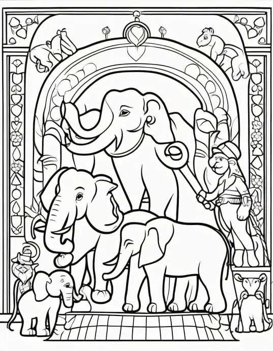 Exotic Circus Animal Coloring Page Delight