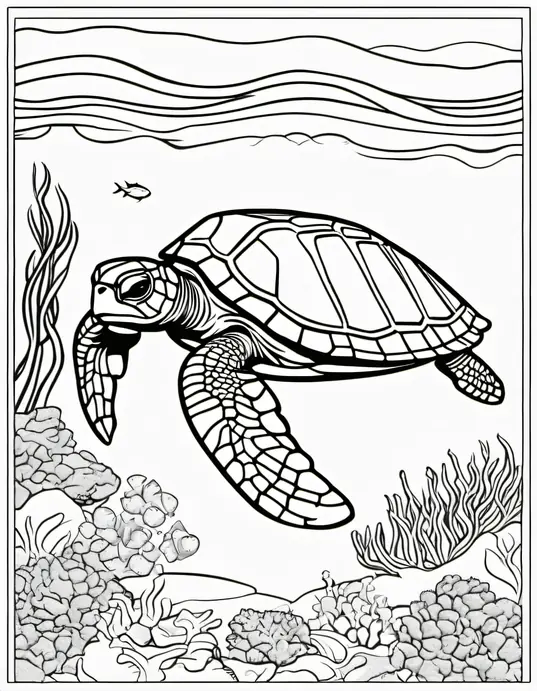 Turtle Beach Coloring Scene for Kids
