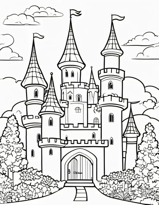 Enchanting Castle Coloring Page for Princess Playtime