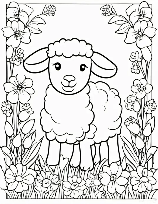Explore Fluffy Lamb Coloring Page for Toddlers